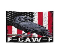 Drapeau américain F-Caw-F Black Raven Crow, bannière de jardin de 90 x 150 cm avec 4 trous, décoration intérieure et extérieure pour la maison