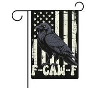 Drapeau américain F-Caw-F Black Raven Crow, drapeaux de jardin, drapeau double face, drapeaux de vacances pour décoration extérieure, 12,6 x 18,5 pouces