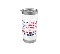 Drapeau américain God Bless America 4 juillet Gobelet isotherme en acier inoxydable double paroi