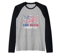 Drapeau américain God Bless America 4 Juillet Manche Raglan