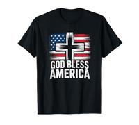 Drapeau américain « God Bless America 4th of July Christian Patriot » T-Shirt