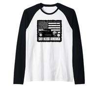 Drapeau américain « God Bless America » Motif Vieilli Manche Raglan