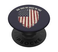 Drapeau américain « God Shed His Grace Christian Patriot » PopSockets PopGrip Adhésif