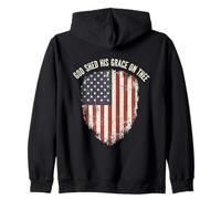 Drapeau américain « God Shed His Grace Christian Patriot » Sweat à Capuche