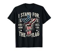 Drapeau américain humoristique « I Stand For The Flag And I Kneel Before God » T-Shirt