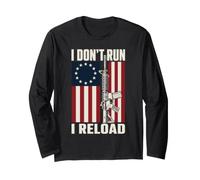 Drapeau américain « I Don't Run I Reload » Patriotic Gun Owner Manche Longue