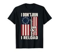 Drapeau américain « I Don't Run I Reload » Patriotic Gun Owner T-Shirt Graphique avec Valeur