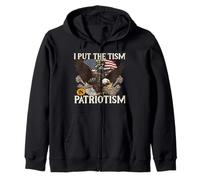 Drapeau américain « I Put The Tism in Patriotism Athletic Eagle Raccoon » Sweat à Capuche
