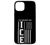 Drapeau américain Immigrant Ice The Thin White Line pour Hommes, Femmes, Enfants Coque pour iPhone 15 Plus