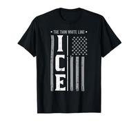 Drapeau américain Immigrant Ice The Thin White Line pour Hommes, Femmes, Enfants T-Shirt