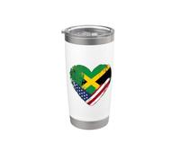 Drapeau américain jamaïcain Heart Heritage Gobelet isotherme en acier inoxydable double paroi