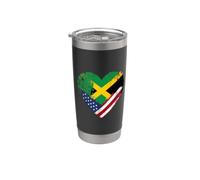 Drapeau américain jamaïcain Heart Heritage Gobelet isotherme en acier inoxydable double paroi