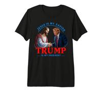 Drapeau américain Jesus is My Savior Trump is My President T-Shirt Haut de Gamme