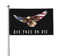 Drapeau américain Live Free Or Die avec drapeau aigle à tête blanche 3 x 5 pieds avec deux œillets en laiton, double couture, couleurs vives, anti-décoloration