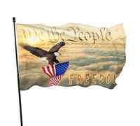 Drapeau américain Live Free Or Die avec drapeau aigle à tête blanche 3 x 5 pieds avec deux œillets en laiton, double couture, couleurs vives, anti-décoloration