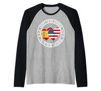Drapeau américain Lucky to Be Spanish Proud to Be Manche Raglan