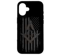 Drapeau américain maçonnique carré et Boussole - Franc-maçon Coque pour iPhone 16