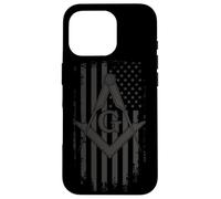 Drapeau américain maçonnique carré et Boussole - Franc-maçon Coque pour iPhone 16 Pro