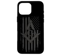 Drapeau américain maçonnique carré et Boussole - Franc-maçon Coque pour iPhone 16 Pro Max