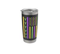 Drapeau américain Mardi Gras écrevisses Fleur de Lis Gobelet isotherme en acier inoxydable double paroi