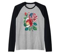 Drapeau américain Mexicain Roses Patriotique Floral fierté Femme Homme Manche Raglan