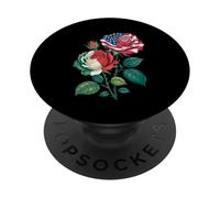 Drapeau américain Mexicain Roses Patriotique Floral fierté Femme Homme PopSockets PopGrip Adhésif