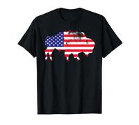 Drapeau américain Motif Bison T-Shirt Graphique avec Valeur