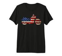 Drapeau américain Moto Rouge Blanc et Bleu Vintage T-Shirt Haut de Gamme