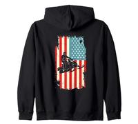 Drapeau américain motoneige motoneige Luge Hiver Sweat à Capuche