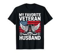 Drapeau américain « My Favorite Veteran Is My Husband » T-Shirt