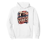 Drapeau américain « My Teacher Squad » de 7e année Rouge et Blanc Sweat à Capuche