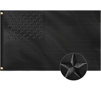 Drapeau américain noir 0,9 x 1,5 m - Étoiles brodées et rayures cousues, fabriqué à partir de nylon robuste - Drapeau américain américain entièrement noir, protection UV, parfait pour l'extérieur