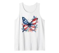 Drapeau américain Papillon Floral USA 4 Juillet Filles Femmes Débardeur