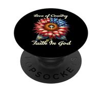 Drapeau américain Patriotique Christian Faith in God Tournesol PopSockets PopGrip Adhésif