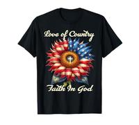 Drapeau américain Patriotique Christian Faith in God Tournesol T-Shirt