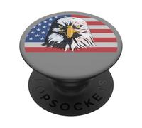 Drapeau américain Patriotique du pygargue à tête Blanche, Symbole de la liberté des États-Unis PopSockets PopGrip Adhésif