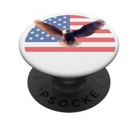 Drapeau américain Patriotique du pygargue à tête Blanche, Symbole de la liberté des États-Unis PopSockets PopGrip Adhésif