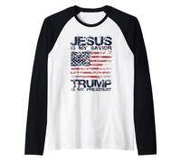 Drapeau américain Patriotique Jésus est Mon Sauveur Manche Raglan