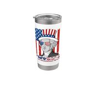 Drapeau américain patriotique Merica George Washington du 4 juillet Gobelet isotherme en acier inoxydable double paroi