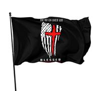 Drapeau américain patriotique One Nation Under God Blessed 3x5 Ft avec deux œillets en laiton, double couture, couleurs vives, anti-décoloration