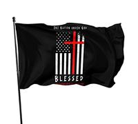 Drapeau américain patriotique One Nation Under God Blessed 3x5 Ft avec deux œillets en laiton, double couture, couleurs vives, anti-décoloration
