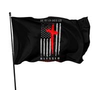 Drapeau américain patriotique One Nation Under God Blessed 3x5 Ft avec deux œillets en laiton, double couture, couleurs vives, anti-décoloration