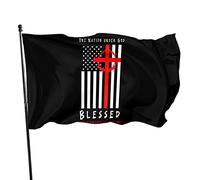 Drapeau américain patriotique One Nation Under God Blessed 3x5 Ft avec deux œillets en laiton, double couture, couleurs vives, anti-décoloration