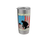 Drapeau américain patriotique « Remember The Fallen Memorial Day US » Gobelet isotherme en acier inoxydable double paroi