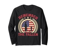 Drapeau américain Patriotique « Remember The Fallen Memorial Day US » Manche Longue