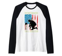 Drapeau américain Patriotique « Remember The Fallen Memorial Day US » Manche Raglan