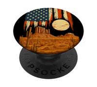 Drapeau Américain Paysage Désert Cactus Western PopSockets PopGrip Adhésif