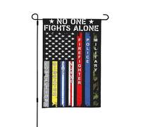 Drapeau américain « Personne ne se bat seul » - Double face - Petits drapeaux pour jardin - Convient pour l'extérieur ou le jardin - Décoration de patio - 45,7 x 30,5 cm