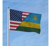 Drapeau américain plié, drapeau rwandais, bannière de 90 x 150 cm, en polyester, double face, pour jardin, extérieur, maison, cour, festival, décoration