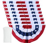 Drapeau américain plissé avec œillets en laiton et attaches éclair pour décoration extérieure du 4 juillet (2, 4 x 0,9 m)